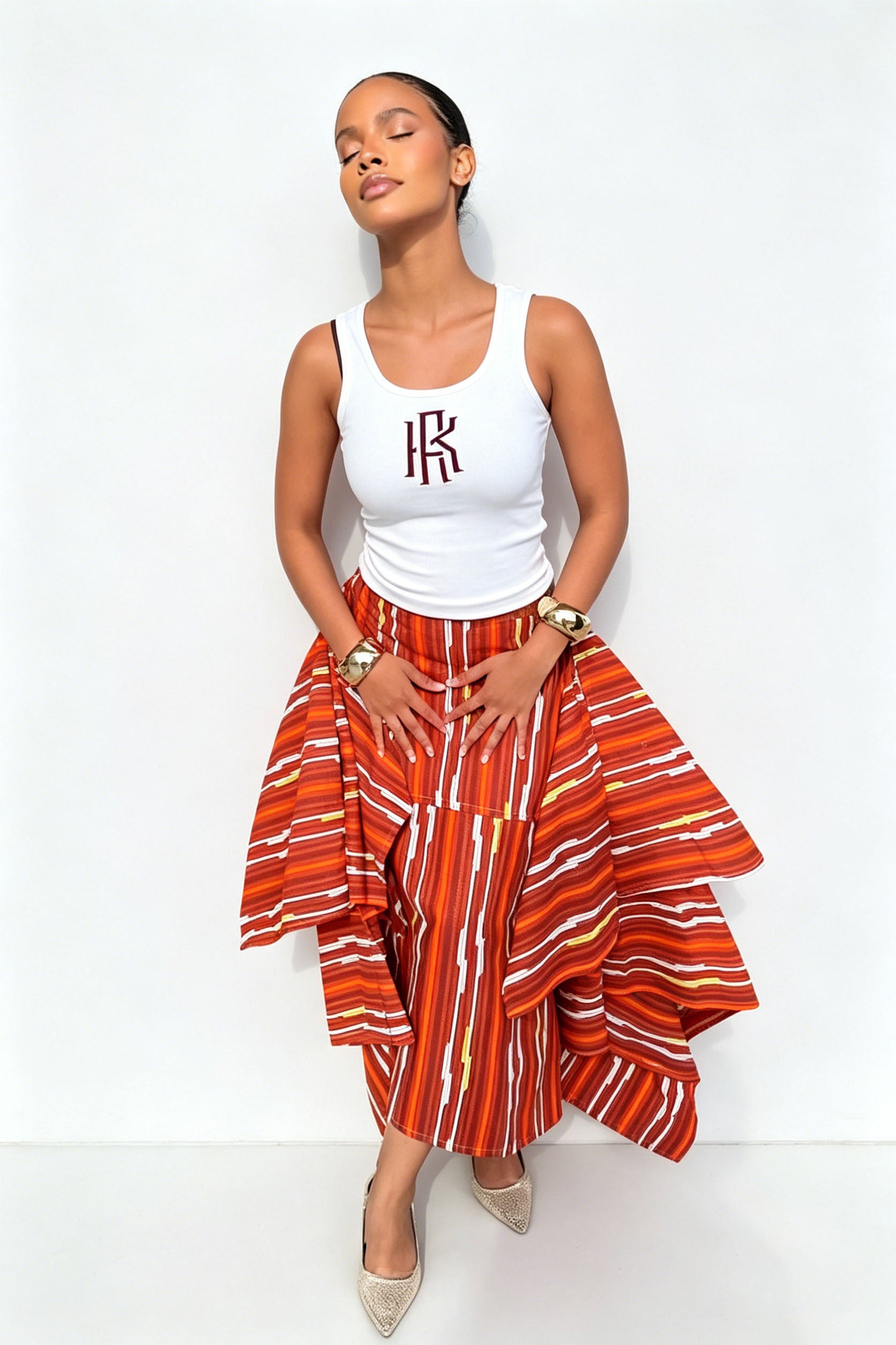 Iridescerende satin maxi-kjole