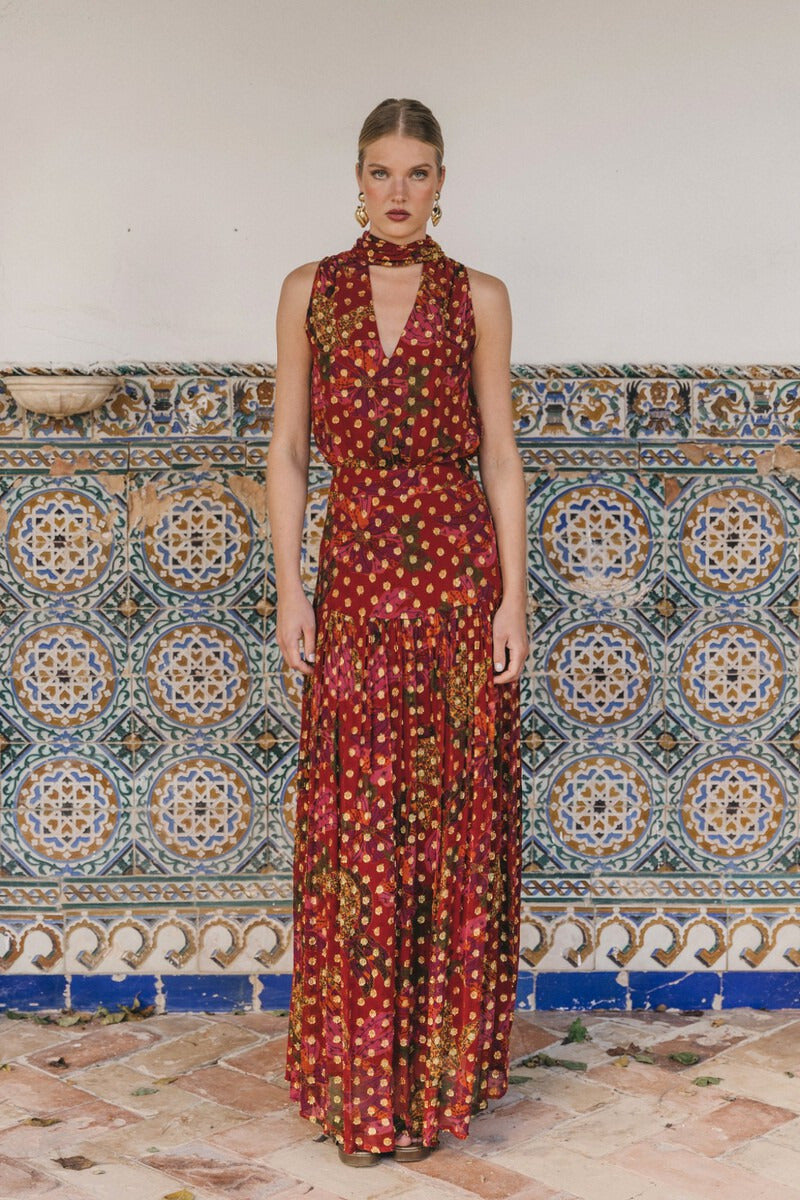 Conjunto Boémio de Top Halter e Saia