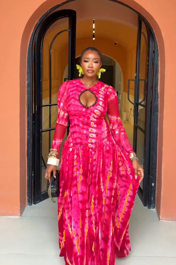 Beaded Keyhole Boho Maxi Dress