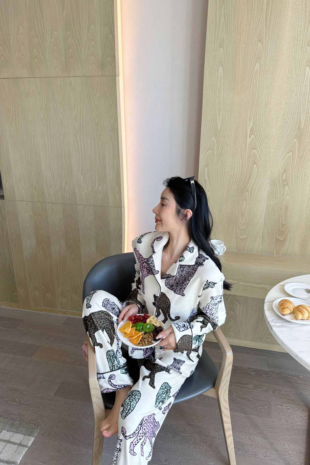 メラード レオパードプリント パジャマセット