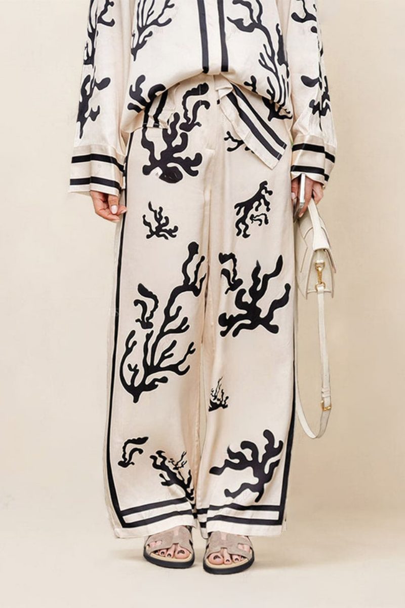 Set pantaloni cu imprimeu și croială largă