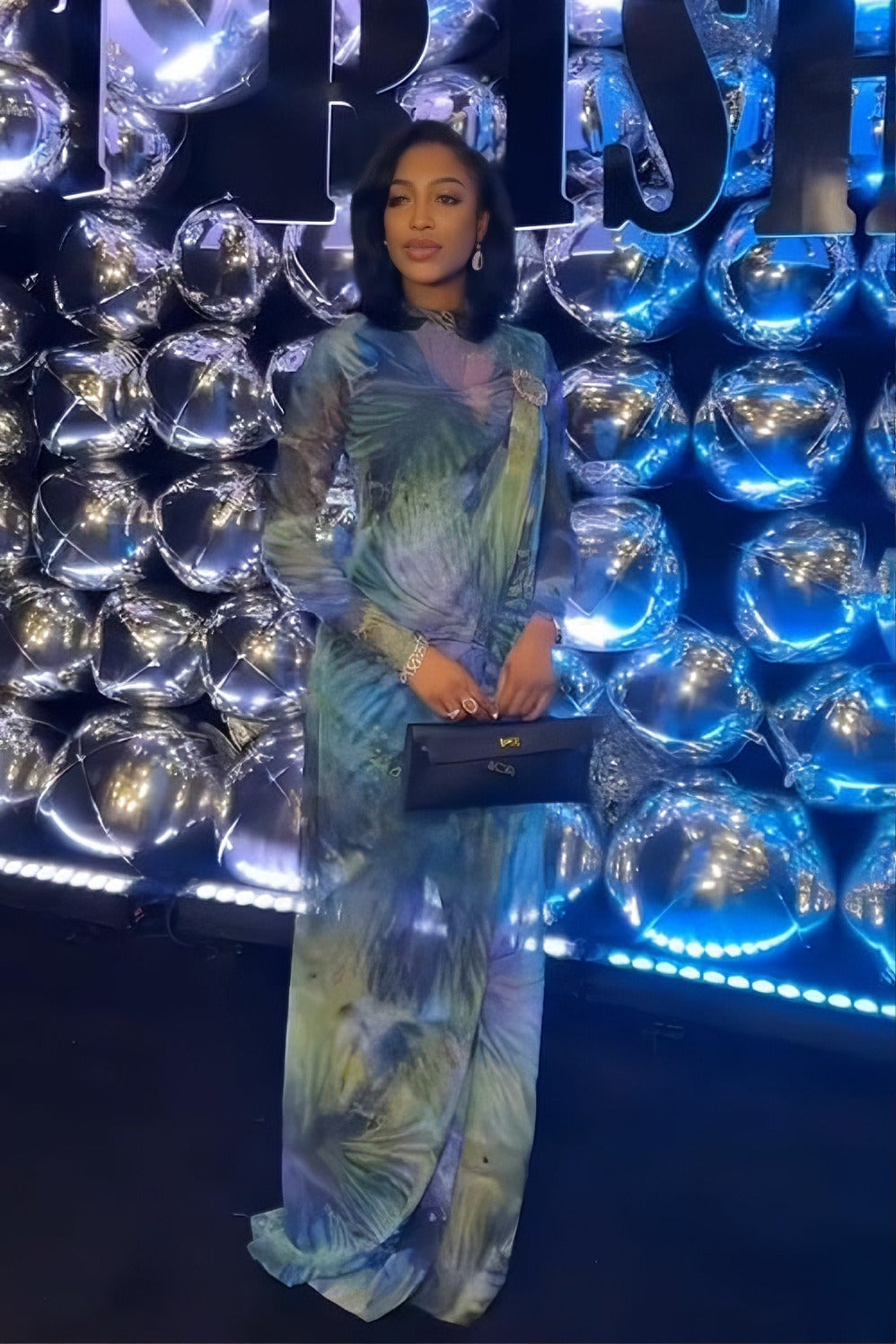 Ethereal Gradient Draped Maxi Dress