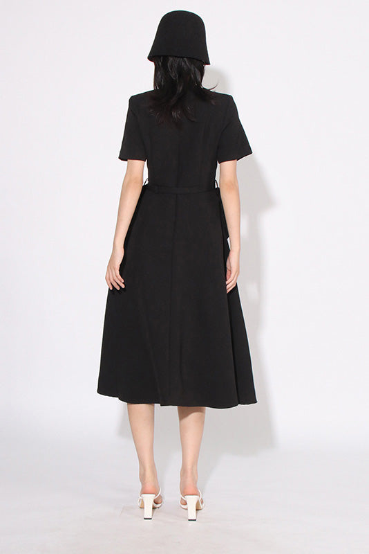 Grace Floral Appliqué Kortärmad midiklänning