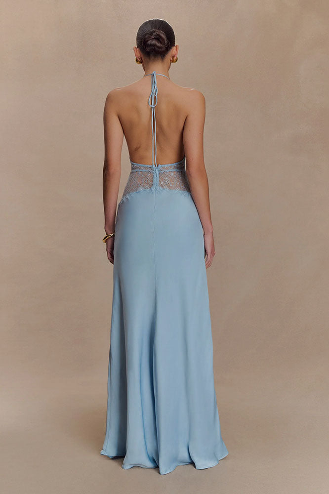 Halter Patchwork Backless Sexy Maxi Dress