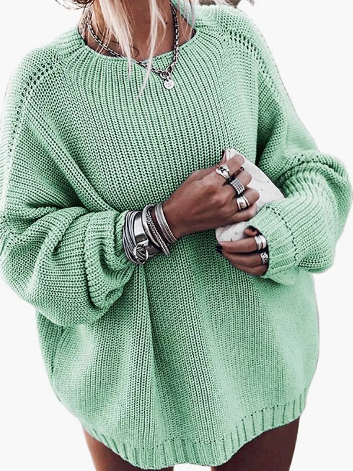 Oversized pletený svetr Batwing a nařasená minisukně