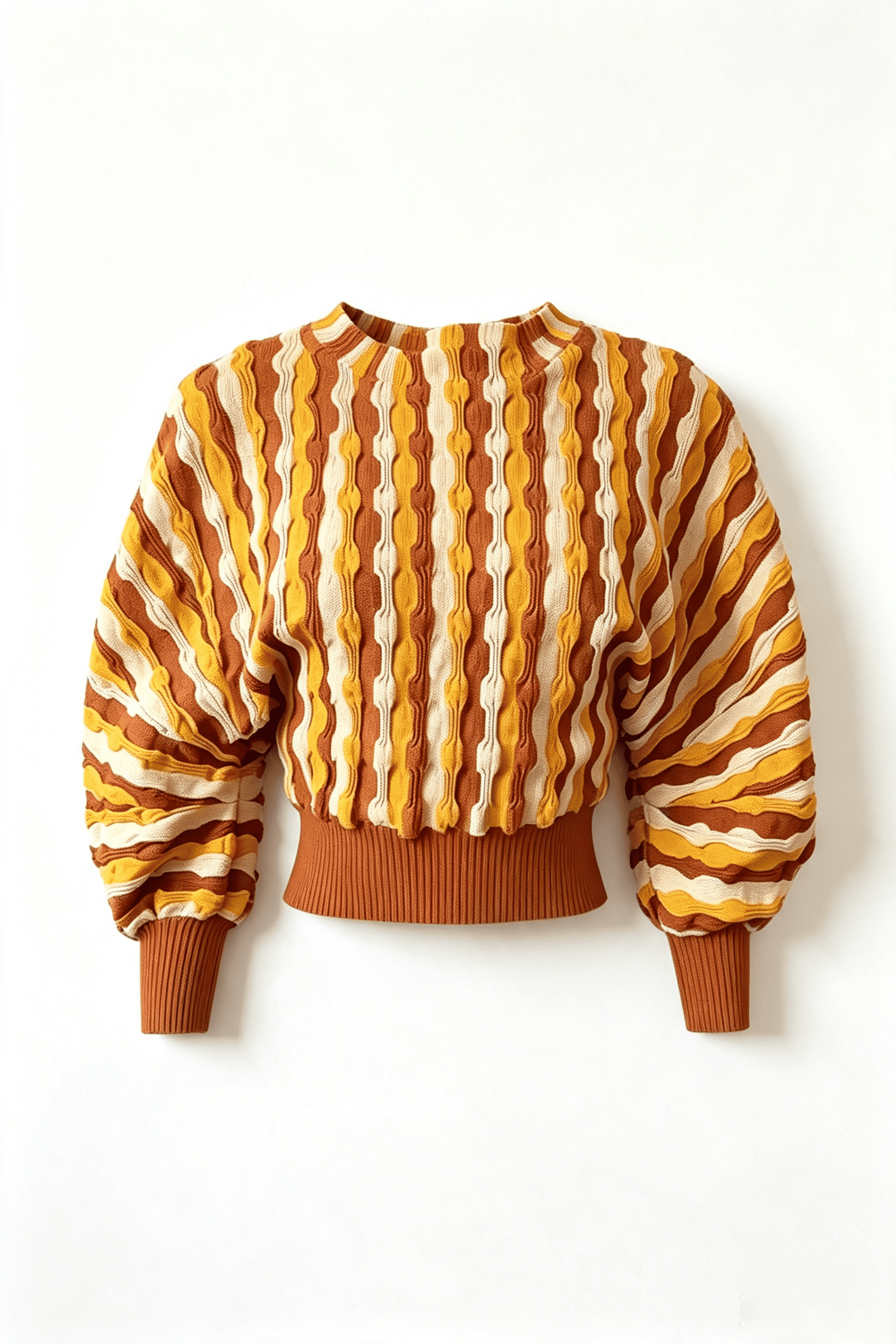 Vintage gebreide crop-top met golvend streeppatroon