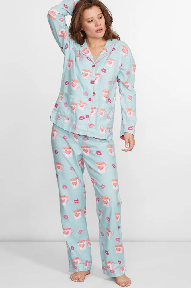 Heart and Lip Print Pajama Set