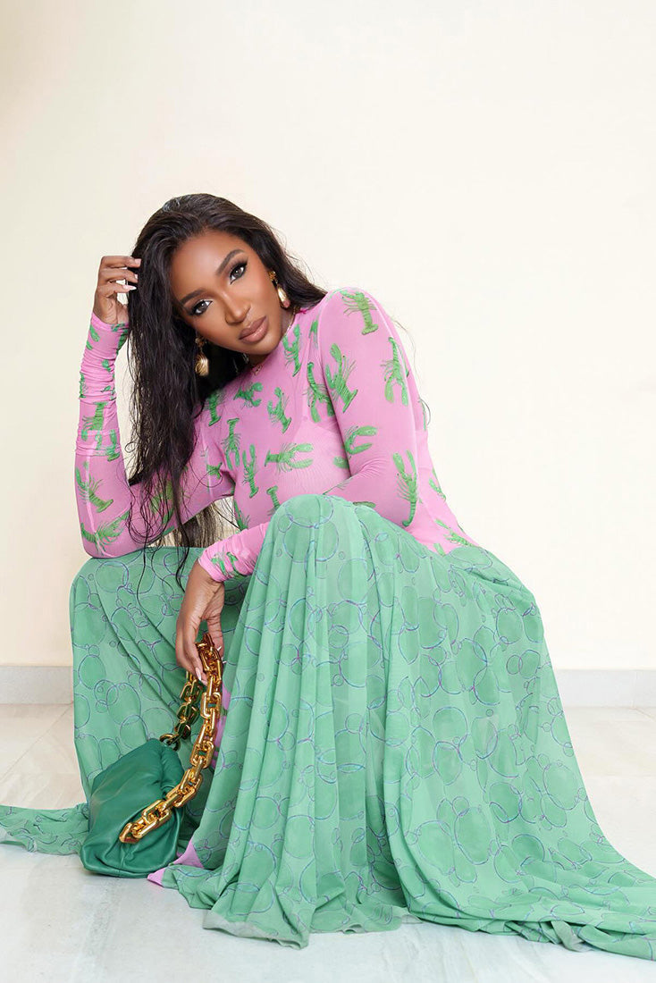 Rochie maxi vaporoasă cu imprimeu distractiv cu homar