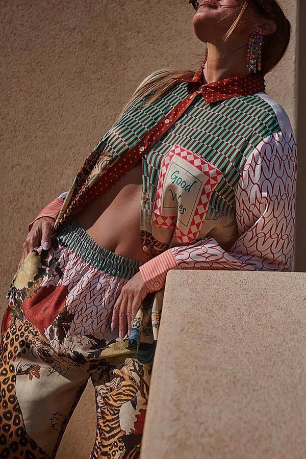 표범 무늬 캐주얼 세트