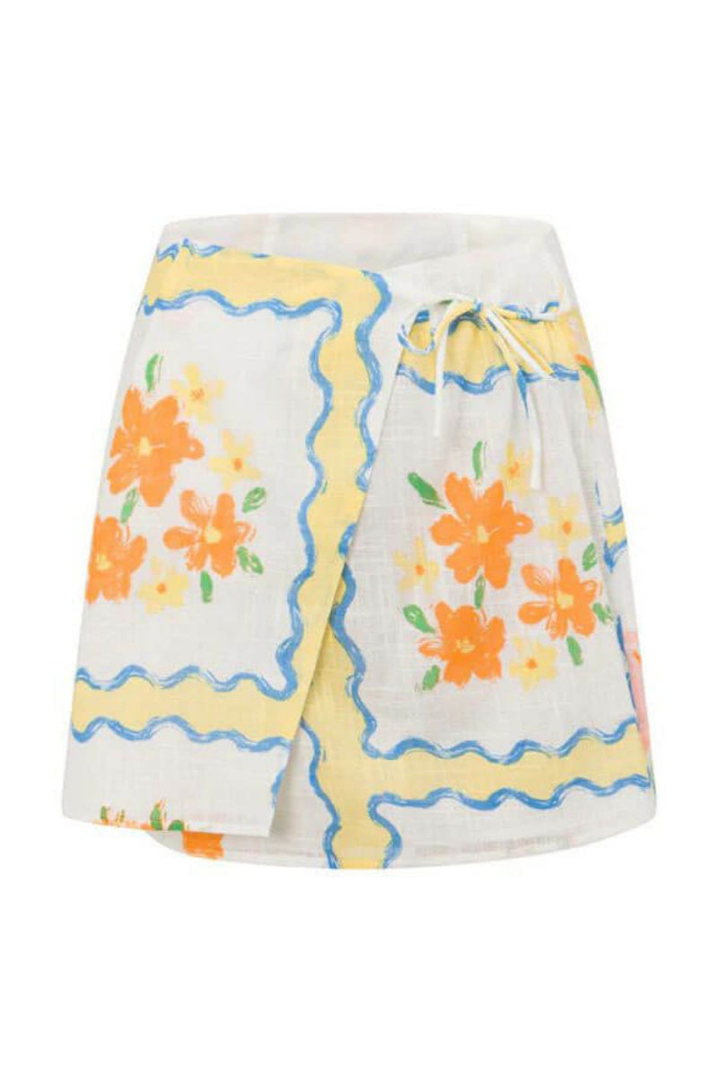 Oregelbundet tryckt kjol-set