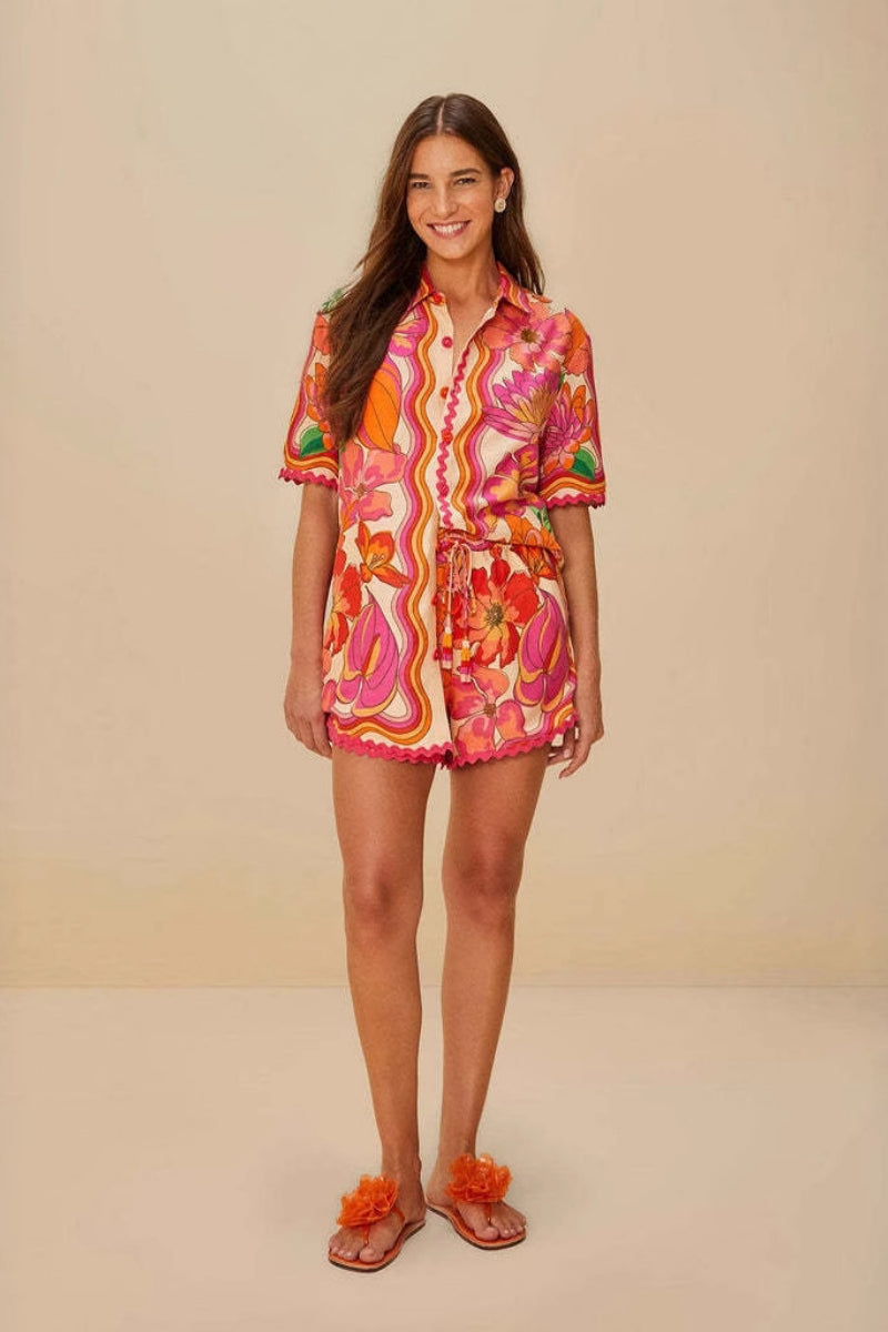 Ensemble short et haut fleuris