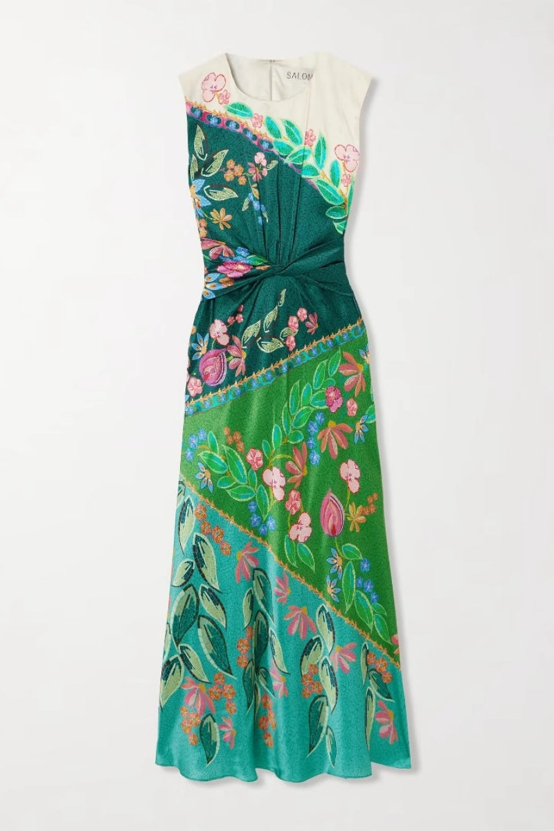 Satin Twist Printed Dress