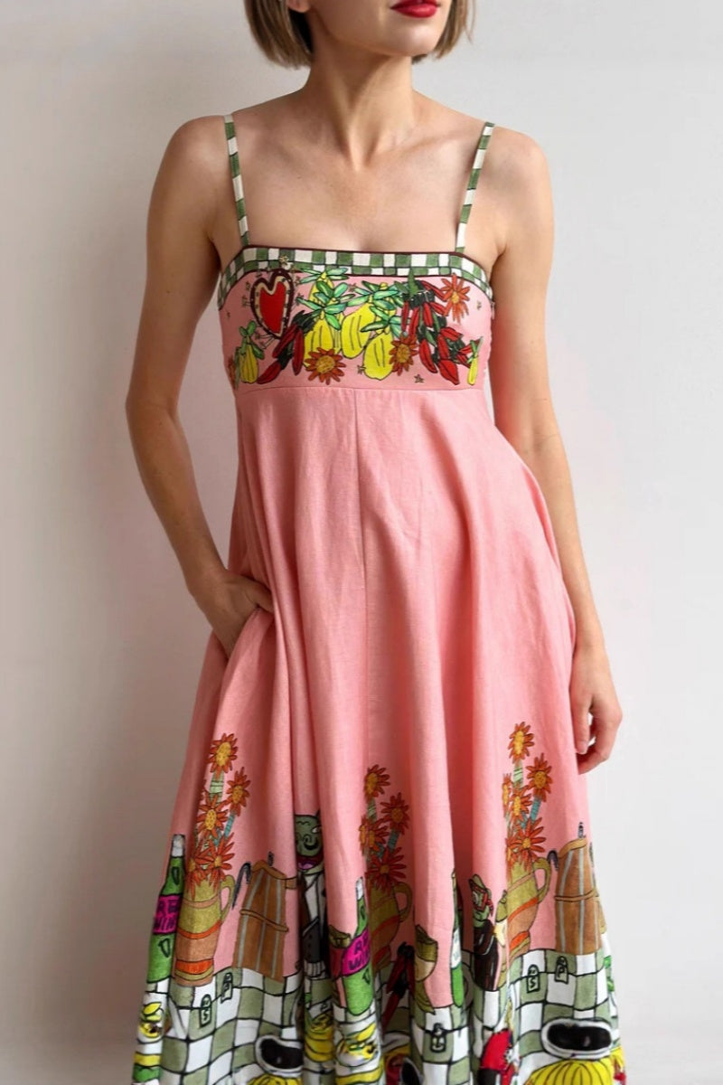 Sexy Linen Print Dress