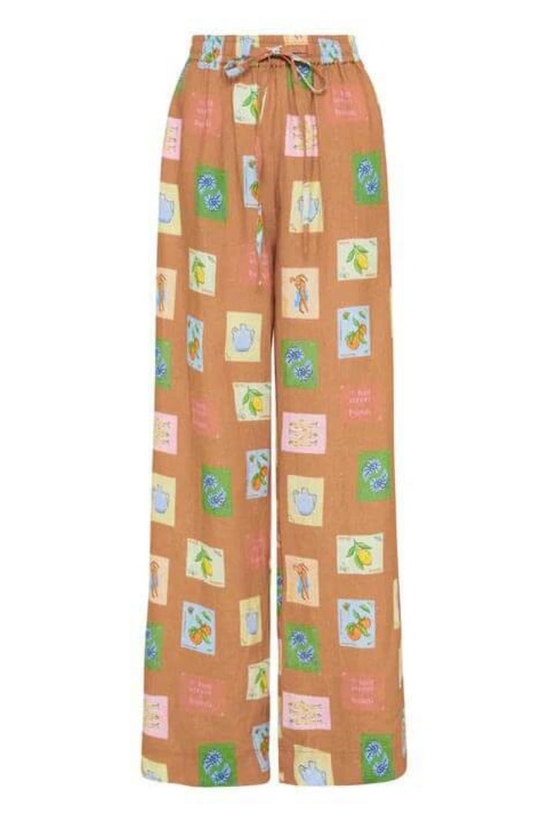 Pantalon large ample avec imprimé floral botanique ethnique - Ensemble