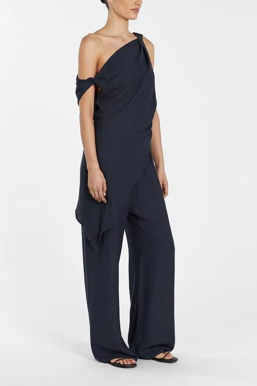 Asymmetrescht Set mat Twist-Detail Top aus Léngenmix