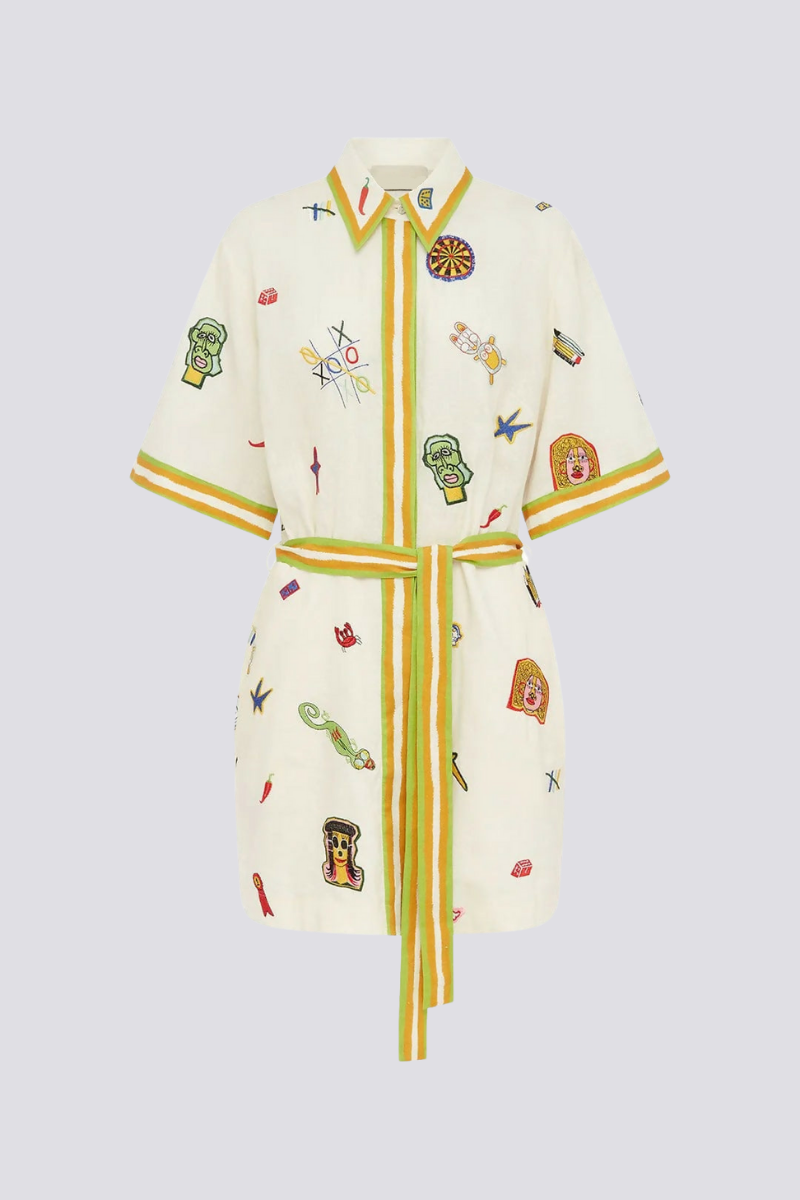 Aurelie Short Sleeve Sticked Mini Kleed