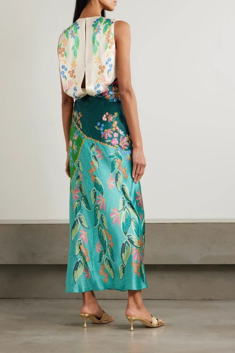Satin Twist Printed Dress