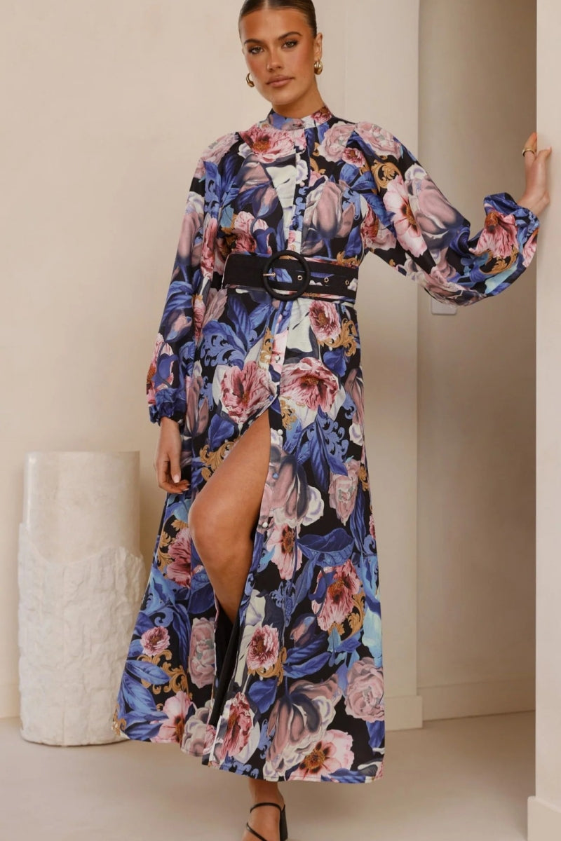 Relaxed Belted Puff Sleeve Dress