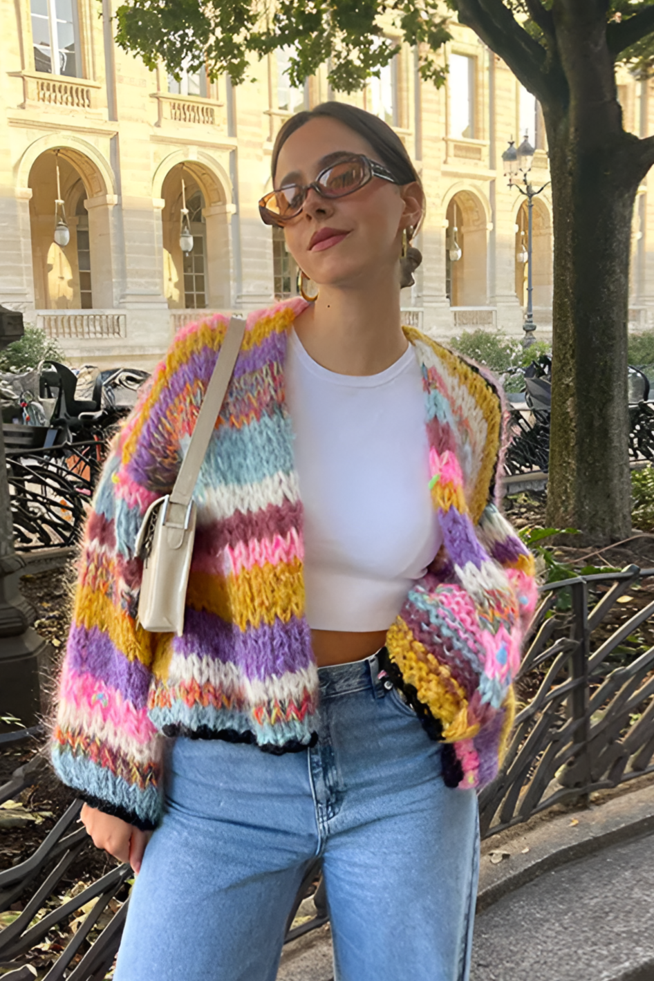 Oversized og fargerik cardigan