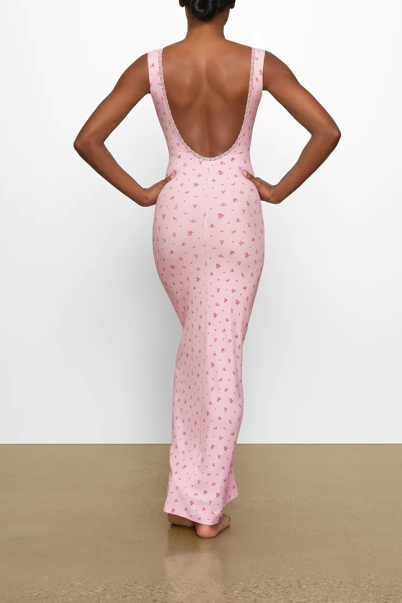 Rochie maxi cu spate floral Cerise