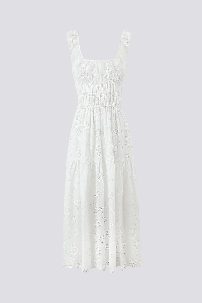 シャルリン スリット バックレス スクエアネック マキシドレス