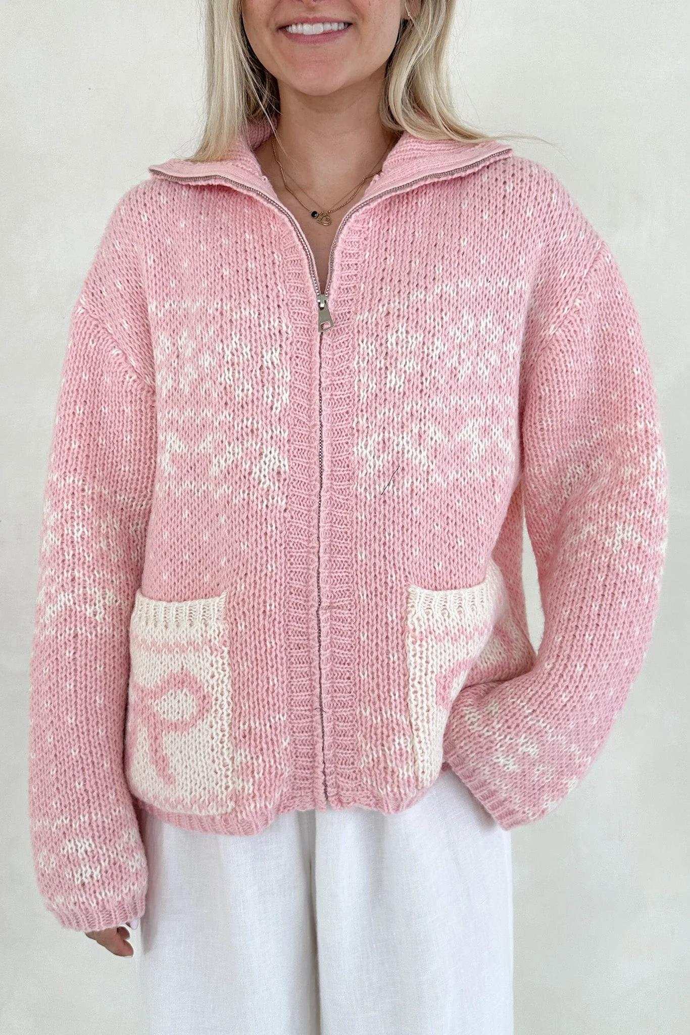 Claire Bow Zip Up Cardigan