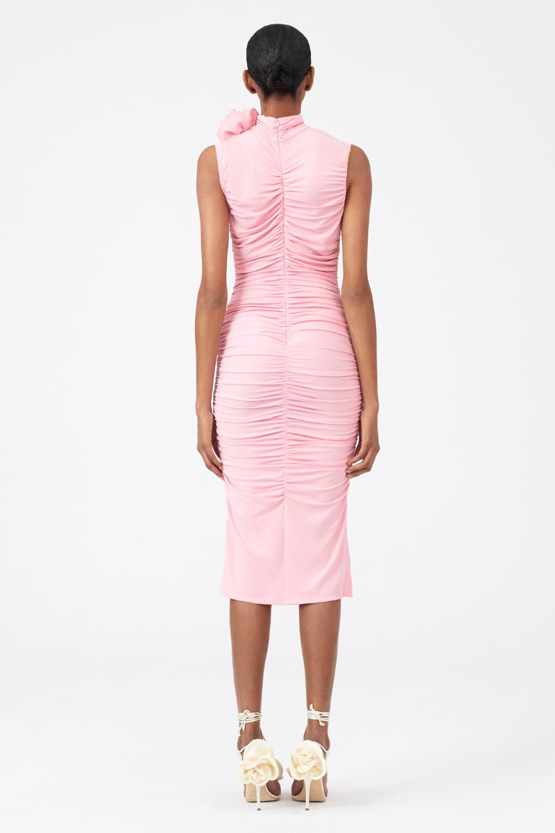 Abito midi con volant floreale Cléophée