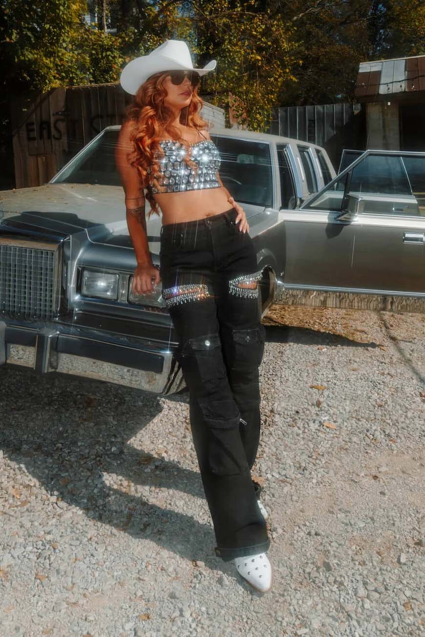 Kesik Taşlı Kargo Jeanler