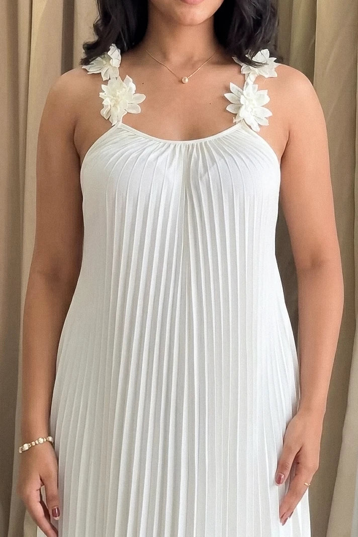 Azurblauwe rand halo maxi-jurk