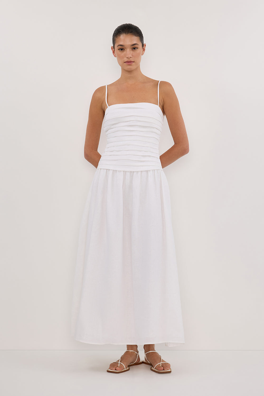 Abito Midi in Lino Bianco Reena
