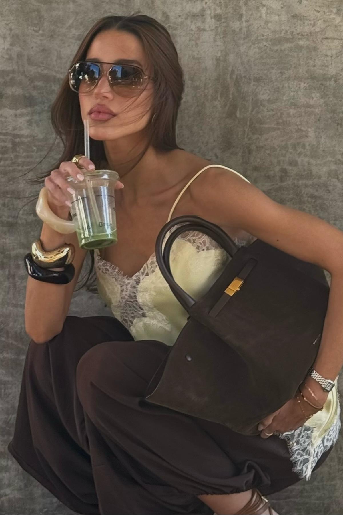 Lace Trimmed Satin Camisole Top