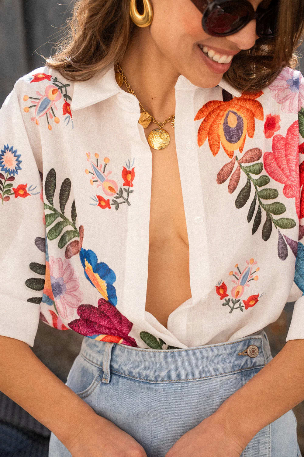 Carla Floral Print Short-Sleeved Shirt