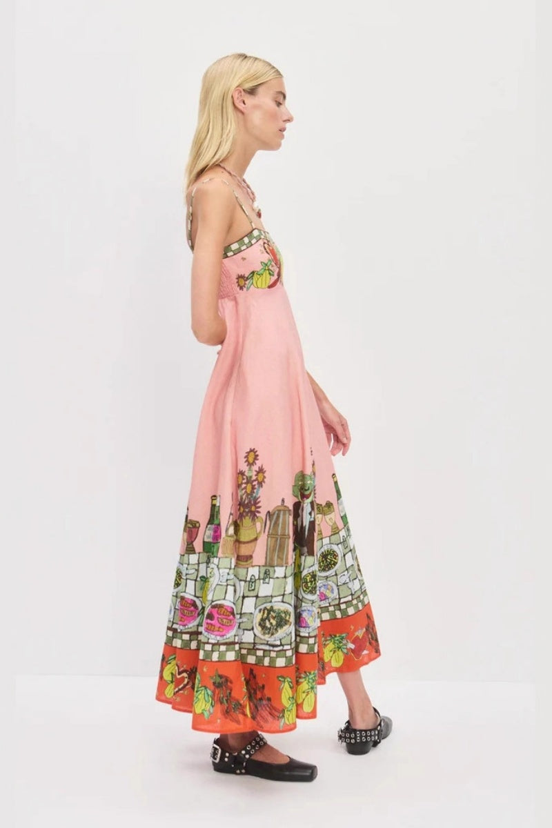 Sexy Linen Print Dress