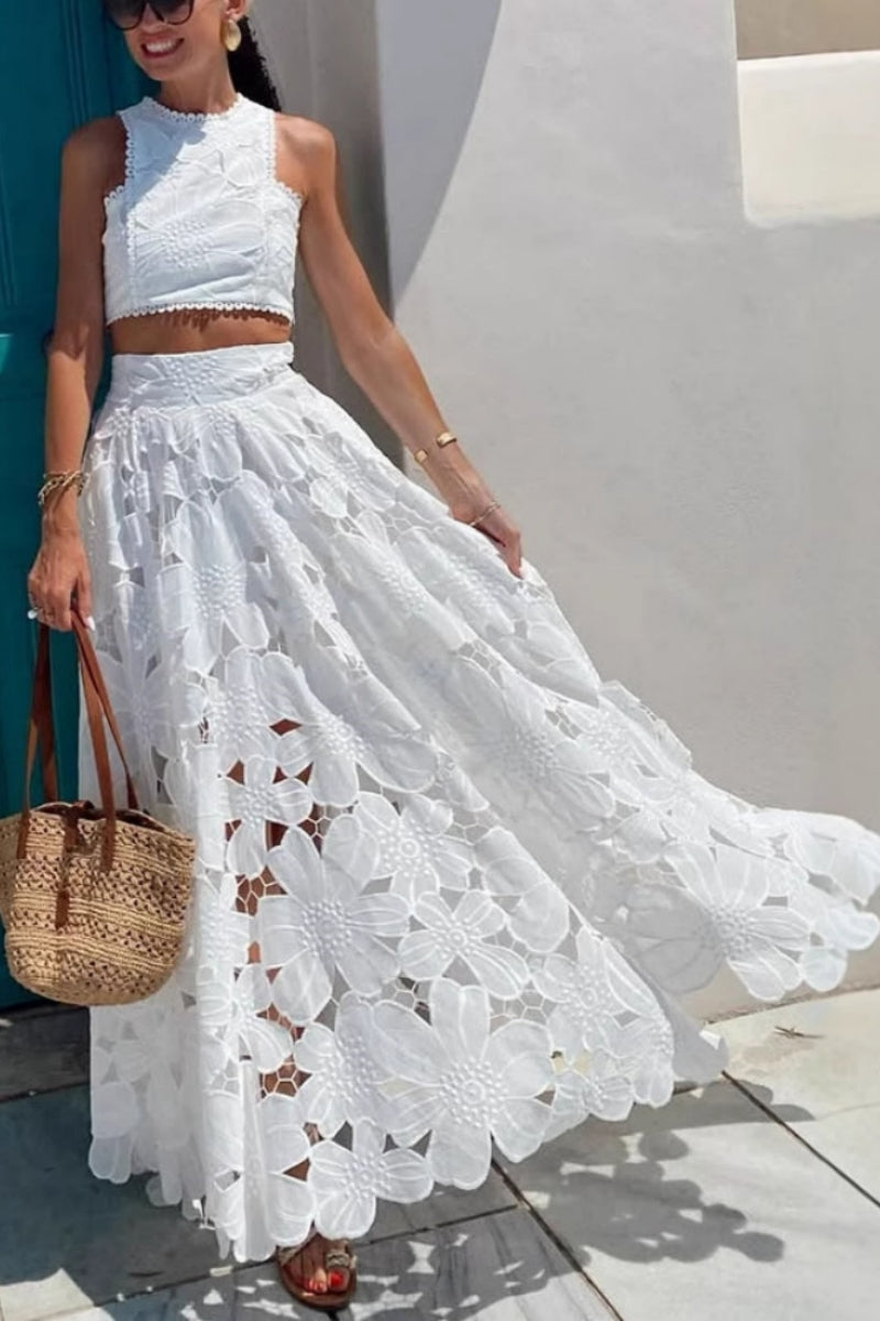 Hollow Out Tank & Skirt Set