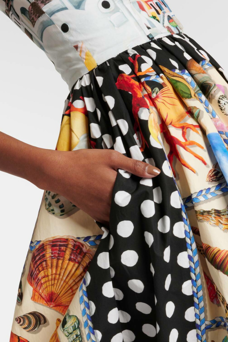 Domitille Polka Dot Square Neck Midi Kleed