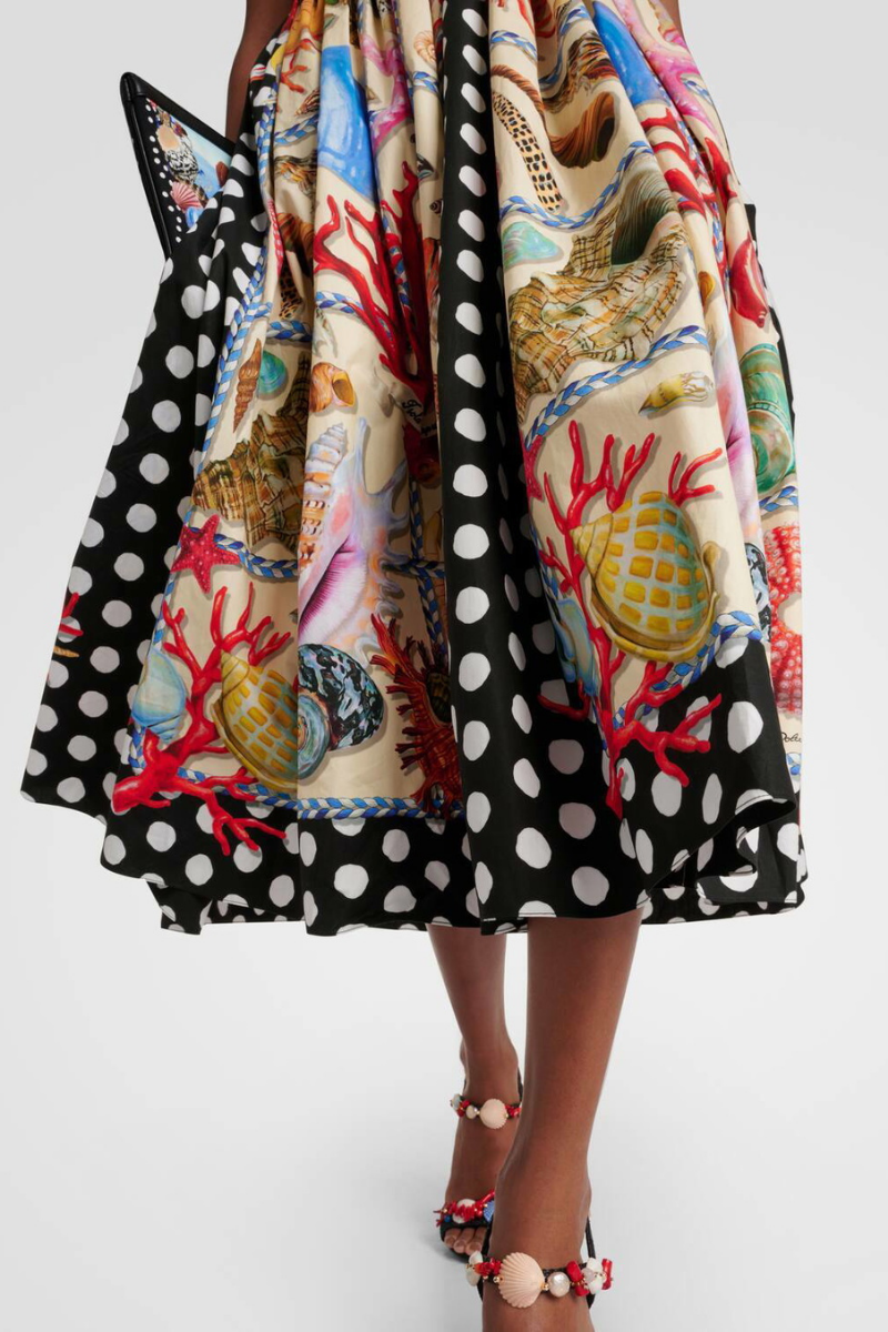 Domitille Polka Dot Square Neck Midi Kleed