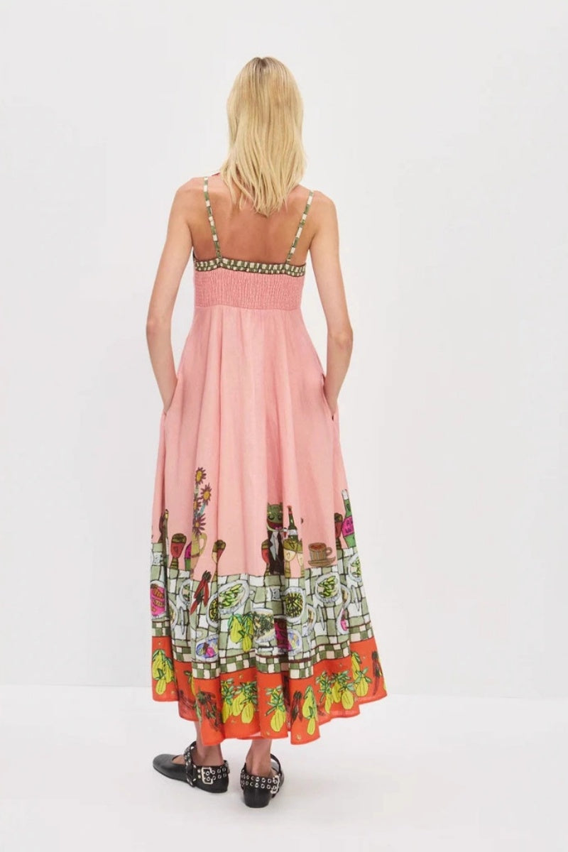 Sexy Linen Print Dress
