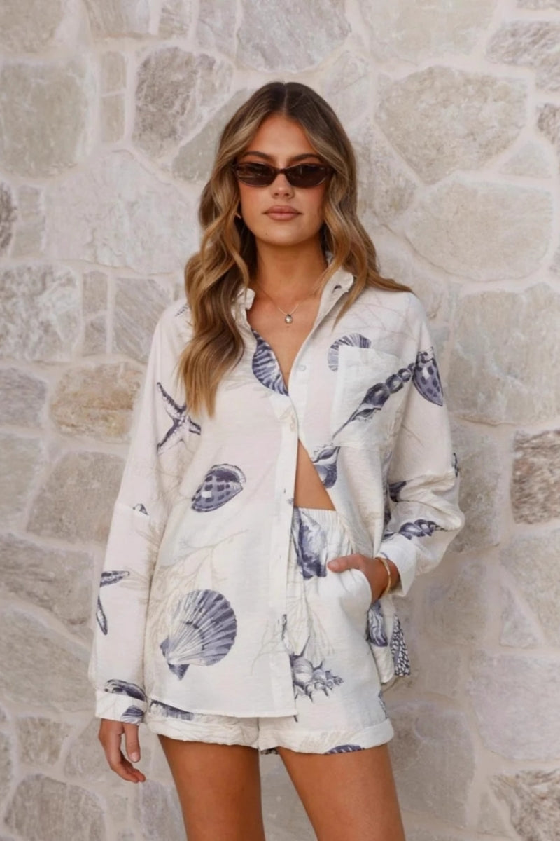 Long-Sleeve Marine Shorts Set