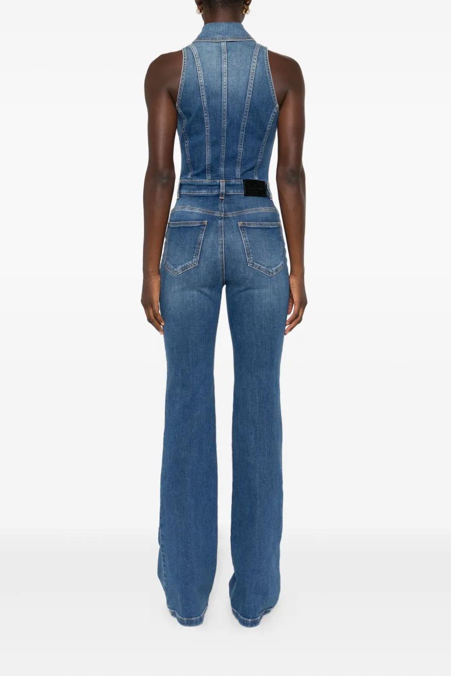 Sleeveless Denim Jumpsuit with Flared Legs