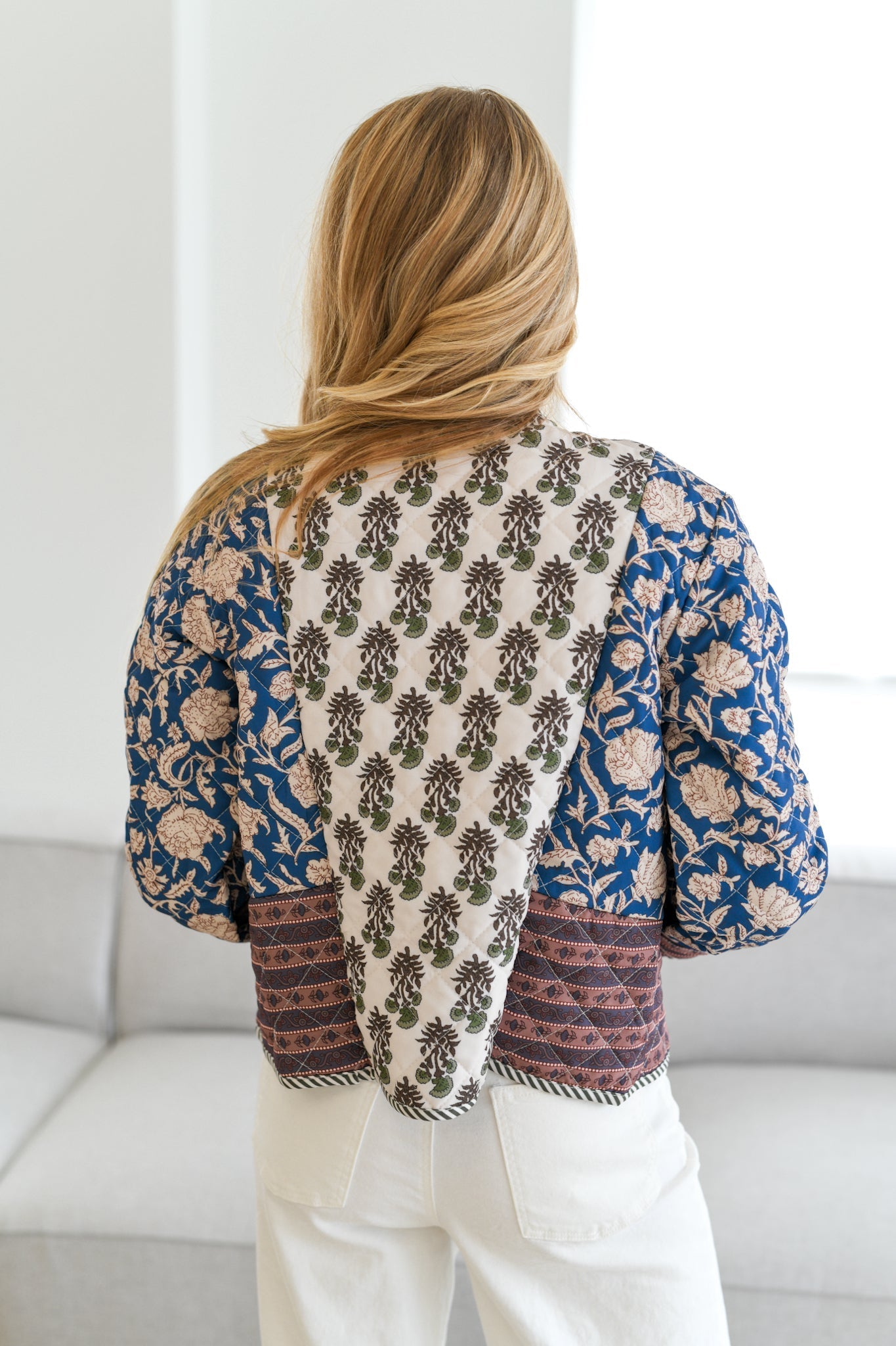 Karris Quilted Patchwork Jacka-Navy Multi