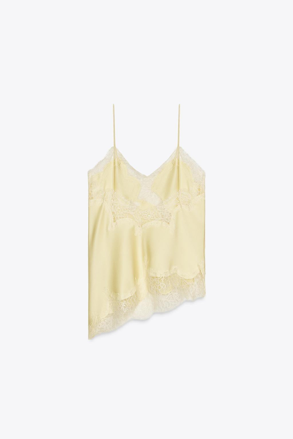 Lace Trimmed Satin Camisole Top