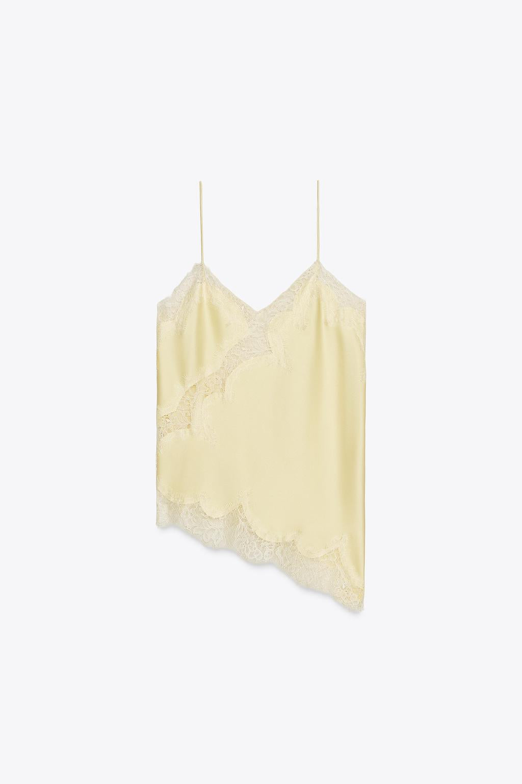 Lace Trimmed Satin Camisole Top