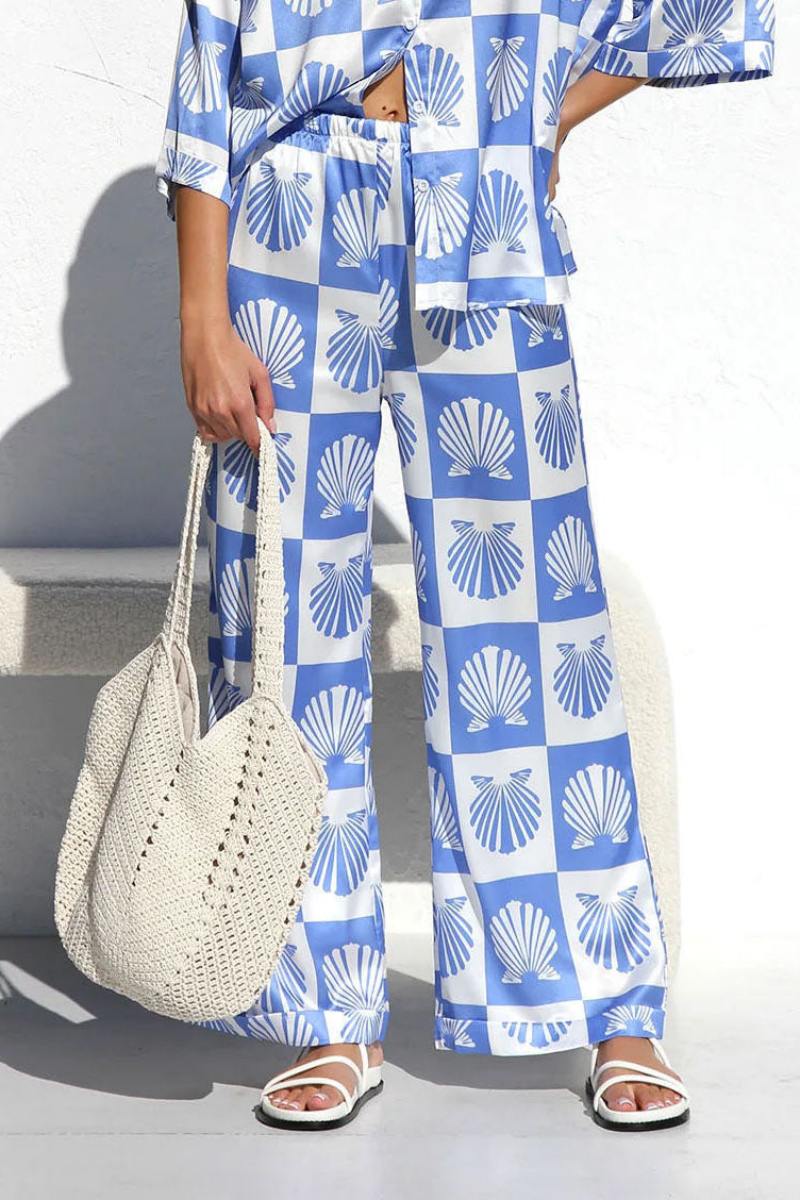 Σετ Παντελόνια Φαρδιάς Ποδός με Ειδικό Σατέν Φύλλο Εκτύπωσης