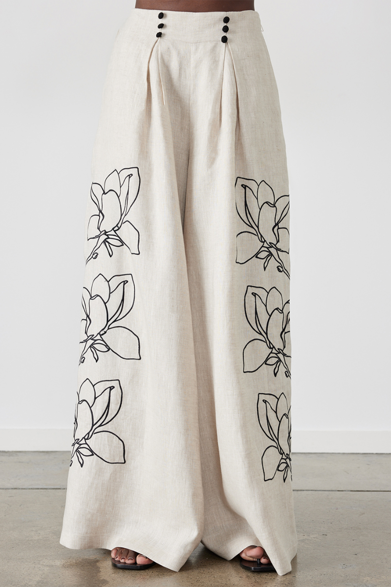 자스민 벌룬 슬리브 플로럴 팬츠 세트