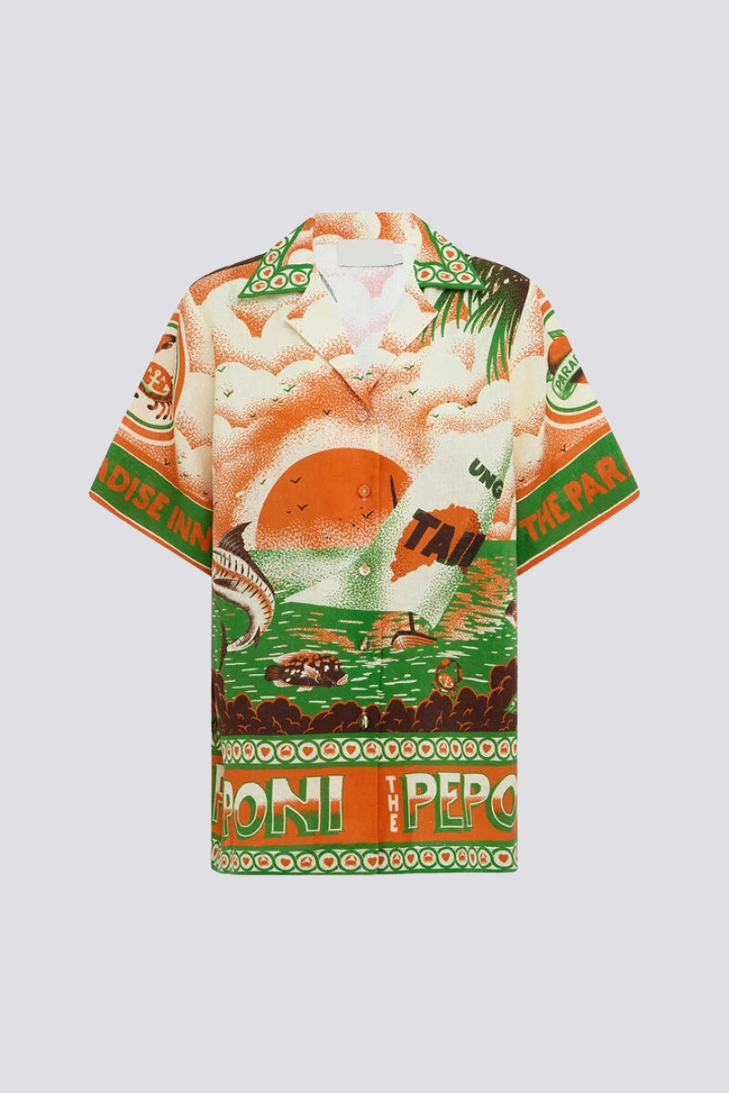 طقم شورت بأكمام قصيرة وطبعة غروب الشمس من Léocadie