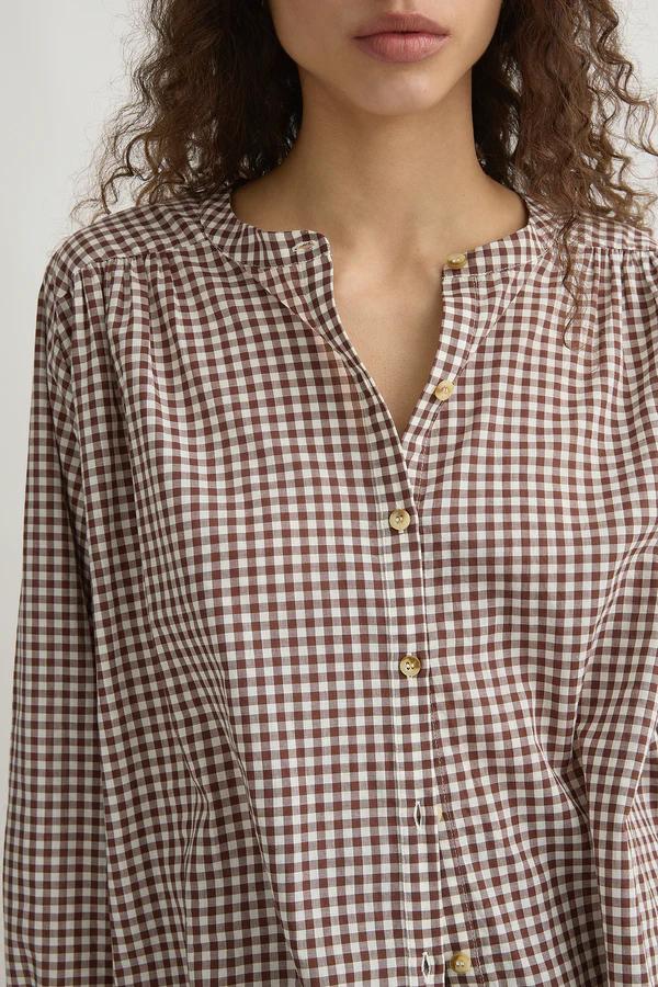 Gingham Shirt & White Midi Skirt Set(Free Belt)