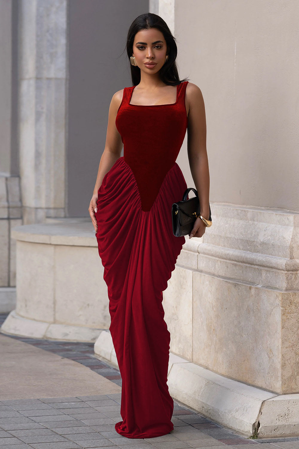 Rochie lungă din plasă catifelată Phantom Grace