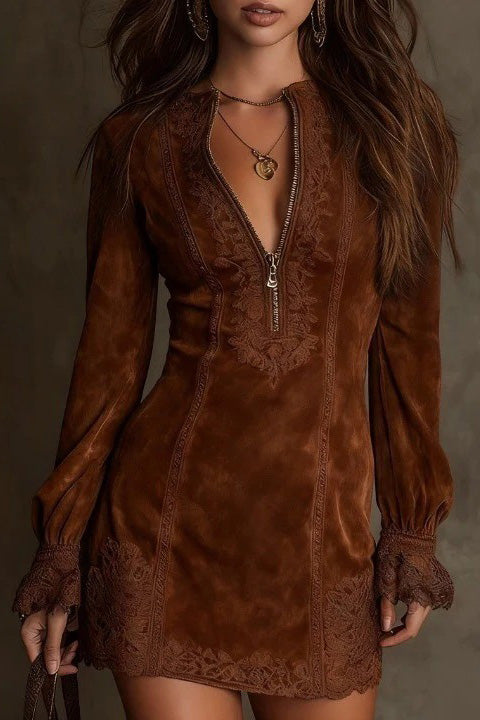 Grace Floral Appliqué Kortärmad midiklänning