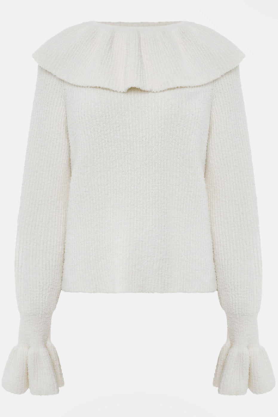 Warm Tone Pure Color Ruffled Sweater