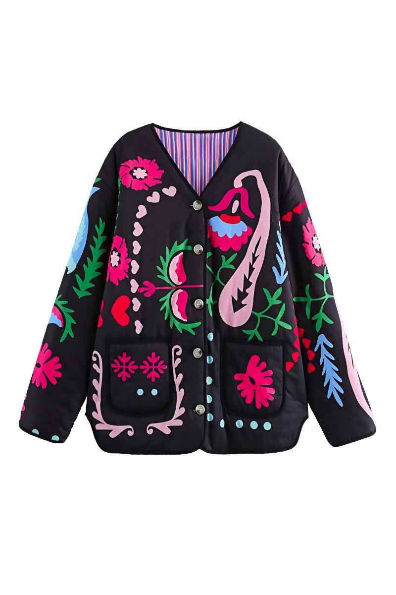 سترة جيب بطبعة زهور لطيفة